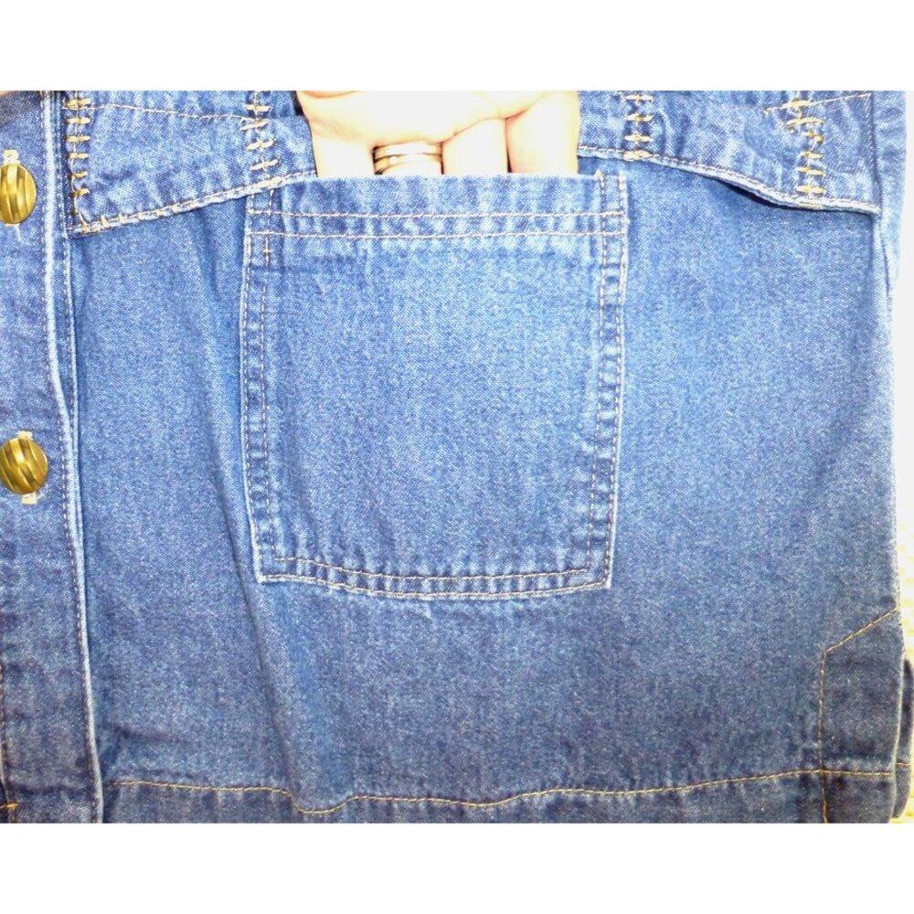 VTG Saint Germain Womens Denim Vest XL Button Front Embroidered Stitching Pocket - Picture 2 of 12